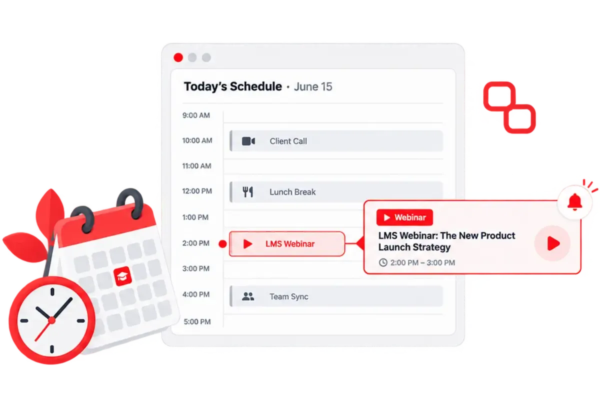 Calendar with a learning event